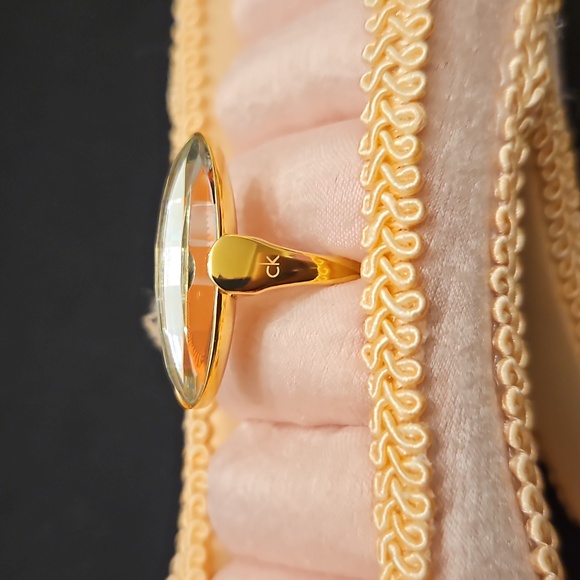 Calvin Klein Gold Ring with Clear Glass Stone With Diamond Cuts - Picture 11 of 13